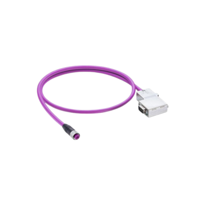 M12 B-code vrouwelijk naar SUB-D PUR violet PROFIBUS